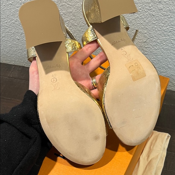Louis Vuitton Shimmering Gold Sandals - Picture 10 of 12